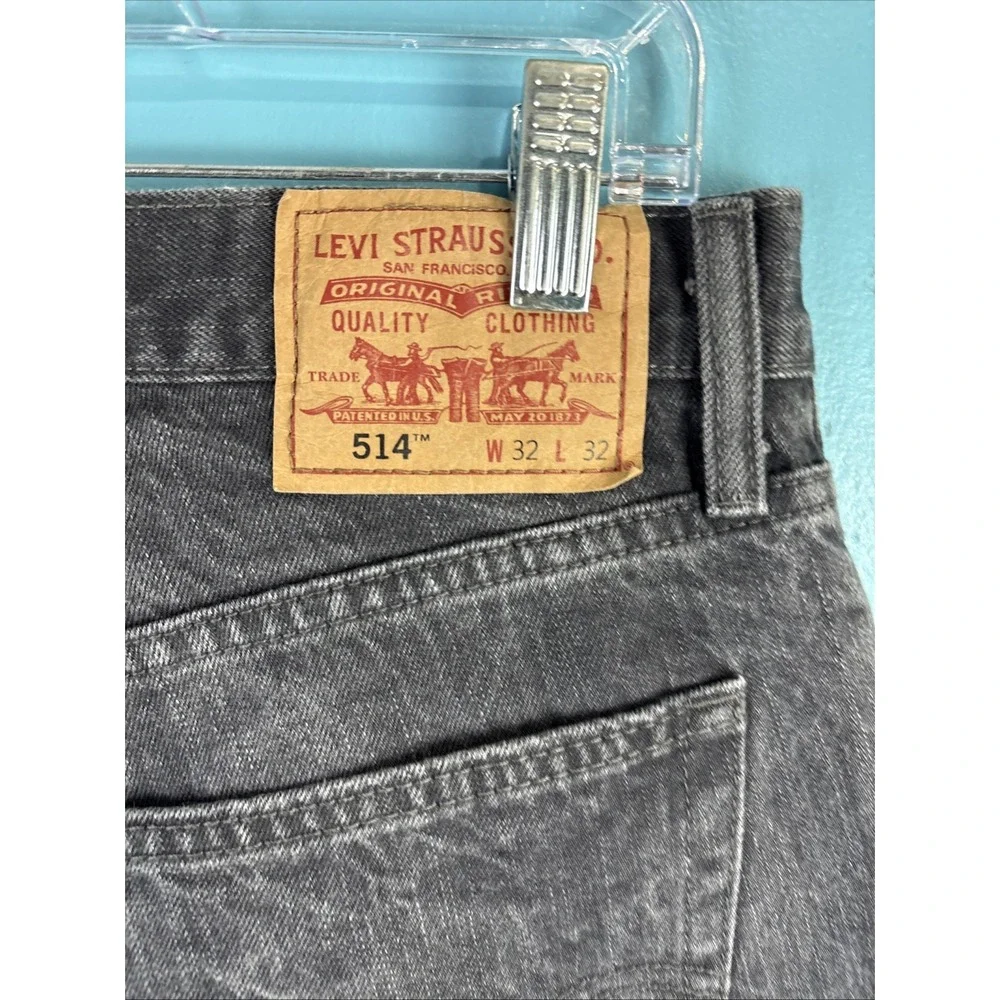 Levi's 514 Slim Straight Black Fade Y2K 32x32 Stone Washed Whiskers Cowboy